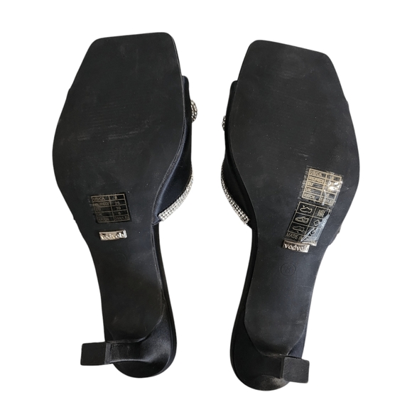 Vodvob Rhinestone Bow Black Square Toe Heels Women's Size 8 - Picture 13 of 13